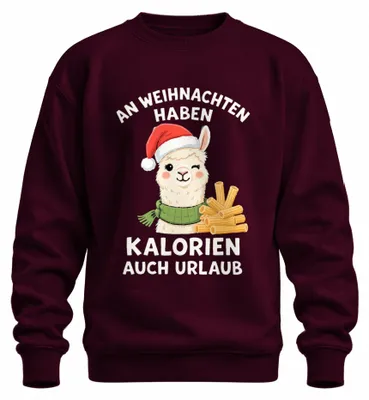 Produktbild von An Weihnachten Haben Kalorien Urlaub Alpaka Lama Nudeln Sweatshirt Pullover, Burgundy, XL