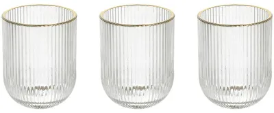 3 Trinkgläser, 300 ml, Goldrand, transparent, U-Form
