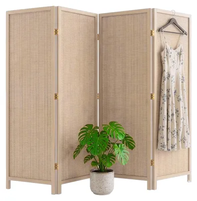 Produktbild von Relaxdays Paravent, 4-teilig, faltbarer Raumtrenner, H x B: 170 x 160 cm, Bambus, Wohnzimmer, Trennwand innen, natur