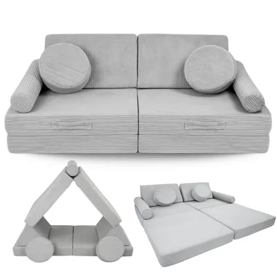 Image de Canapé pour enfants en mousse 10 pièces – canapé modulaire pour enfants et adultes avec housses lavables
