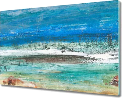 Produktbild von Coloray Hackbrett Herdabdeckplatte 80x52 cm Küchenbrett Kochplattenabdeckung Schneidebrett - Strand Meereswellen