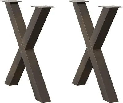 Obrázok produktu pre Nohy k jedálenskému stolu v tvare X, 2 ks, prírodná oceľ, 80 x (72-73) cm, oceľ