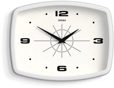 Obrázok produktu pre Retro nástenné hodiny 25 cm, biele, dizajn MidCentury