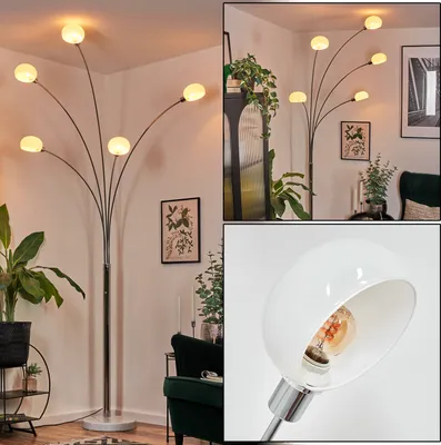 Produktbild von Suio Stehlampe aus Metall in Weiß/Chromfarben mit Marmorfuß