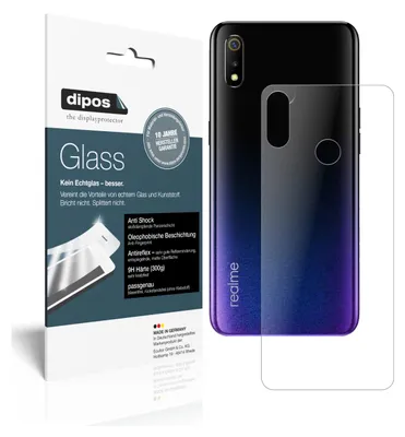 Produktbild von 2x Schutzfolie für Oppo Realme 3 Rückseite matt - Anti-Shock 9H Folie Glass