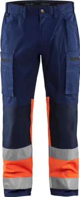 Produktbild von High Vis Arbeitshose Mit Stretch "1551 " - Blakläder Marineblau/Orange D84