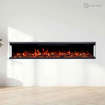 Produktbild von Glow Fire Elektrokamin 'Insert 182' | LED Wandkamin in schwarz mit Heizung (1800 W) | HxBxT: 36x183x9mm