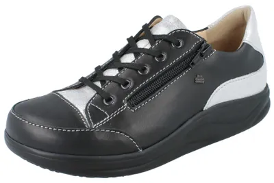 Produktbild von FINN COMFORT FINNAMIC Hachiouji Damen Schnürschuhe mit Reißverschluss schwarz silber Glattleder - Größe: UK 6