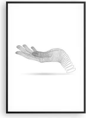 Produktbild von Gerahmtes Poster - Schwarzer Rahmen - Hand Grafik weiß - 70x100 cm - Wand Bild - Wanddeko - Wandbilder - Kunstposter - Wandposter - Bilderrahmen - Bilder - Kunstdruck - P2BPA70x100-4427