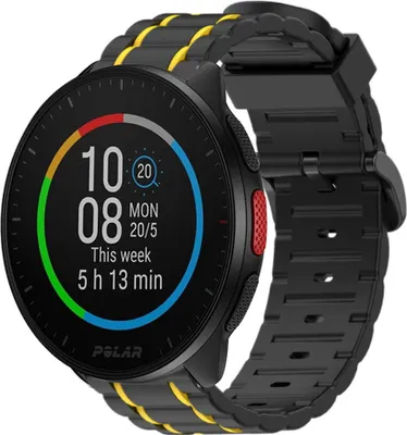 Produktbild von Strap-it Polar Pacer Sportschnallenarmband (Schwarz/Gelb)