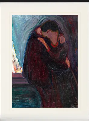 Produktbild von Edvard Munch Gerahmtes Bild Mit Edlem Passepartout | Wand-Bilder | Im Bilderrahmen - Der Kuss, 1897 (80 x 60 cm)