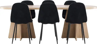 Produktbild von Bootcut Essgruppe Tisch 115x230cm und 6 Teddy Stühle natur.