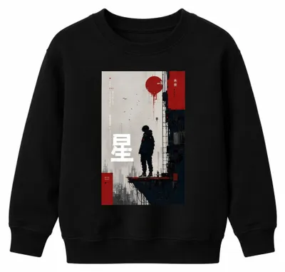 Imagen del producto de Beyond Dreams, Mirai Hoshi, Anime, Y2K, Japón, Manga, Tokio, Sudadera con capucha, Color negro, Talla 128