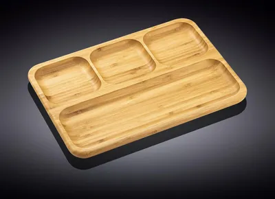 Image de Plateau de service en bambou Wilmax, 4 compartiments, 33 x 23 cm, naturel WL-771222/A