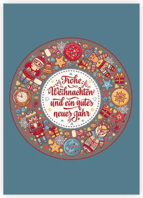 Produktbild von 4x Klassische Weihnachtskarte mit Traditions Motiv: Frohe Weihnachten und ein gutes neues Jahr
