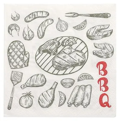 Produktbild von PAPSTAR Servietten 1/4-Falz, 33x33 cm, "I love BBQ" | Folie (30 Stück)