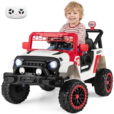 Produktbild von COSTWAY Kinder Elektroauto 3+, 12V Kinderauto,Kinderfahrzeug elektrisch mit 2 Fahrmodi, LED-Lichtern, Musik, Geschichte, Fernbedienung&Sicherheitsgurt