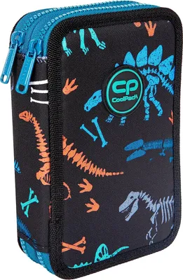 Produktbild von COOLPACK 2-fache Federtasche Federmappe Federmäppchen Fossil 35-teilig gefüllte Schüleretui Fanartikel inkl. Aufgabenheft Federbox Etui Stiftetasche
