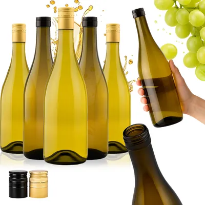 Produktbild von SuperButelki.pl – 30x Weinflasche mit Korke BURGUNDY 750 ml mit Schraubverschluss, für Wein, Liköre, Cider, 30er-Set, 0,75-l-Flaschen, mit Verschluss