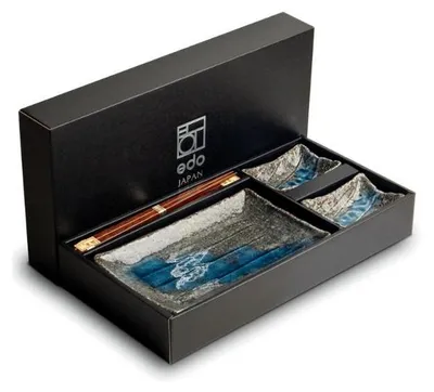 Produktbild von Edo Japan | Sushi-set Buru Gure - 6 Teile - 22x14 Cm - Mikrowellengeeignet - Blau