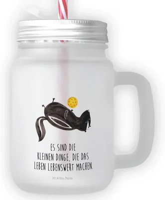 Produktbild von Mr. & Mrs. Panda Glas Stinktier Ball - Transparent - Geschenk, Mit Henkel, Stinker, Weisheit, Schraubverschluss, Skunk, Verspielt, Raubtier, Cocktailglas, Trinkglas