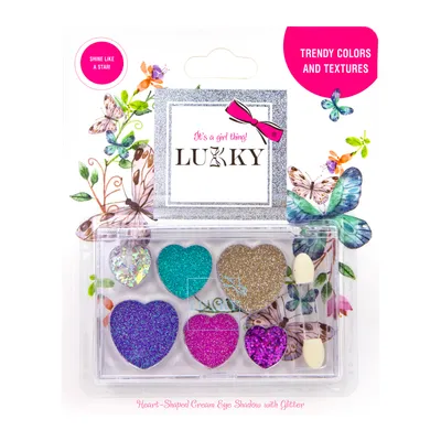 Image de Ombre à paupières crème Lukky avec paillettes et pinceau, 6 couleurs : fu
