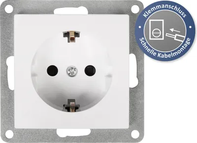 Produktbild von Schutzkontakt-Steckdose McPower "Flair", 250V/16A, UP, Klemmanschluss, weiß, matt