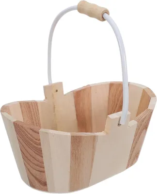Productafbeelding van Sauna-houten emmer met handvat en klein mandje voor het toevoegen van stoom in uw eigen huis, als accessoire voor spa en sauna, en als cadeauverpakking