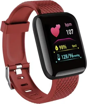 Produktbild von Smartwatch LH719 Rot 36x34x14mm Schrittzähler Herzfrequenz Blutdruck Benachrichtigungen Android iOS