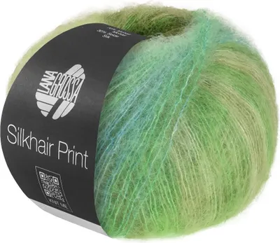 Produktbild von Lana Grossa - Silkhair Print 25g 0439 gelb- weiß- olivgrün türkis