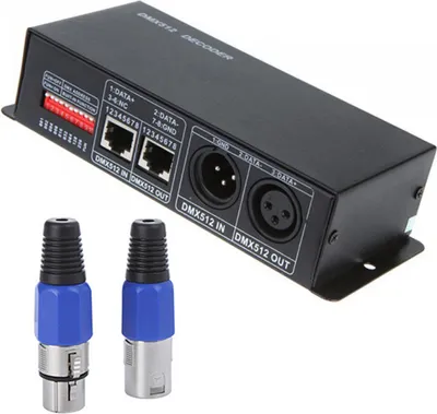 Productafbeelding van DMX-decoder, 3 kanalen, DC 12V–24V – LED-controller voor RGB-LED-strips, DMX512-besturingseenheid voor lichttechniek en verlichting
