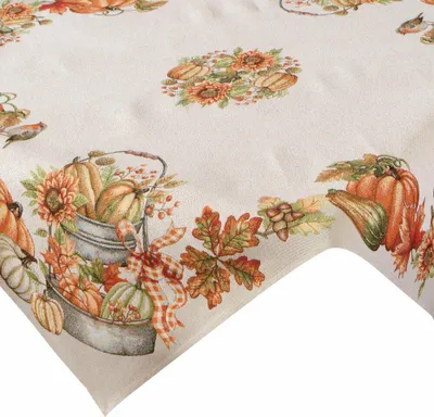 Immagine prodotto di EUROFIRANY | Tovaglia di arazzo - 100x100 cm - Motivo autunnale - Zucca, Girasoli, Rustico, Decorativa