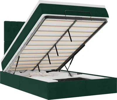 Zdjęcie produktu dla vidaXL Łóżko otomana z materacem ciemnozielone 120x200 cm aksamitne