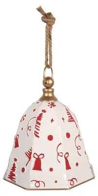 Zdjęcie produktu dla Clayre & Eef Figurka świąteczna z dzwonkiem, Ø 24 x 24 cm, biała, metalowa