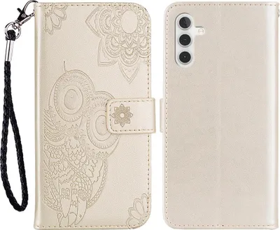 Produktbild von Samsung Galaxy A14 Hülle - Coverup Eulen Klapphülle - Gold