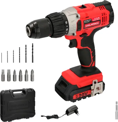Produktbild von Wolfpack Taladro Atornillador 20 V. Con 2 Velocidades y Percutor. Bateria 2 Ah. Par Apriete 50 Nm.