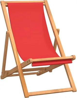 Image de vidaXL Chaise de plage pliante en teck massif rouge