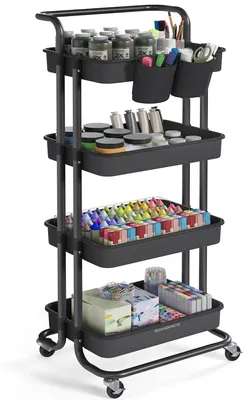 Imagen del producto de SONGMICS, carro con ruedas, 4 niveles, carro de cocina con asa, fácil montaje – Color: