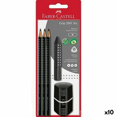 Immagine prodotto di Faber castell set 2001 grip 3 matite + gomma + temperamatite nero in blister