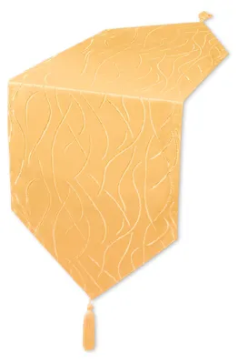 Produktbild von Tischläufer gelb 30x160 cm Damast Streifen Tischband modern Tischdecke Mitteldecke