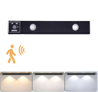 Produktbild von 30cm LED Unterbauleuchte Akku Dimmbar Sensor, Küchenlampe Bewegungsmelder 3 Lichtfarben,Schrankbeleuchtung Schranklicht Aufladbar(Schwarz)