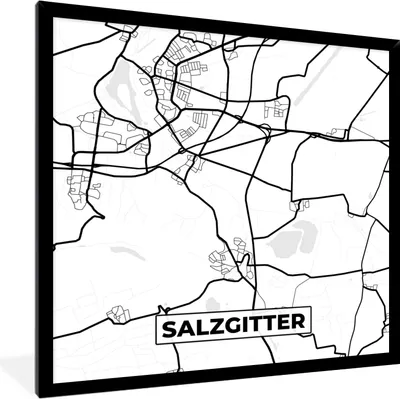 Produktbild von MuchoWow® Gerahmtes Poster Karte - Salzgitter - Karte - Stadtplan 40x40 cm - Poster mit Schwarzem Bilderrahmen Wandposter Rahmen Foto Bilder - Mit Rahmen - Wanddekoration Schlafzimmer