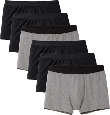Produktbild von CALIDA Herren Boxershorts, 6er Pack - Natural Benefit, Elastikbund, Single Jersey Schwarz/Grau S (46/48)