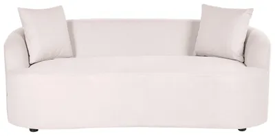 Produktbild von BELIANI 2-Sitzer Sofa Hellbeige Stoff Gepolstert Oval Halbrund mit 2 Dekokissen Dicke Nähte Freistellbar Modernes Design Wohnzimmer Polstersofa