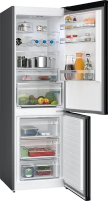 Produktbild von Siemens Kühl-Gefrier-Kombination KG36NXXBF 186x60cm gebürsteter schwarzer Stahl AntiFinger...