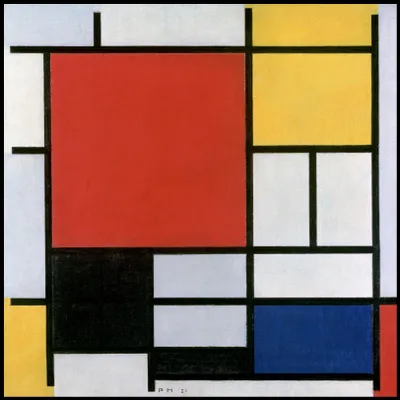Produktbild von Plakat 100x100cm Rot, Gelb, Blau und Schwarz, Piet Mondrian