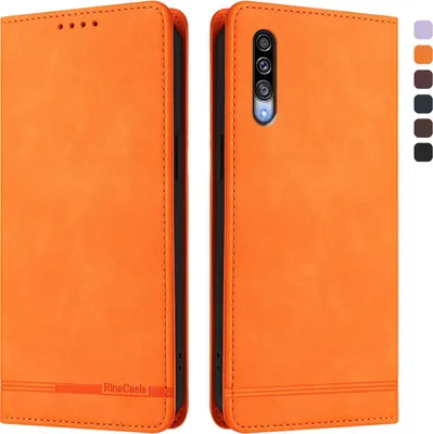 Produktbild von Hülle für Samsung Galaxy A50 / A50S / A30S, Retro Kunstleder Ständer Klapphülle mit Kartenfächer und Magnetische Orange