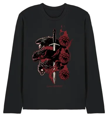 Produktbild von Game Of Thrones - "Targaryen" T-Shirt für Herren/Damen Uni, Langärmlig TV40970 (XXL) (Schwarz)