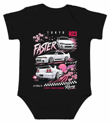 Produktbild von Faster Street Speed Dreams JDM Japan Sakura Tokyo Tuning Y2K Drift Baby Body, Schwarz, 3/6