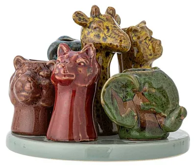 Produktbild von Bloomingville Vase PIERO Safari Tiere Blumenvase mit 6 Öffnungen Keramik